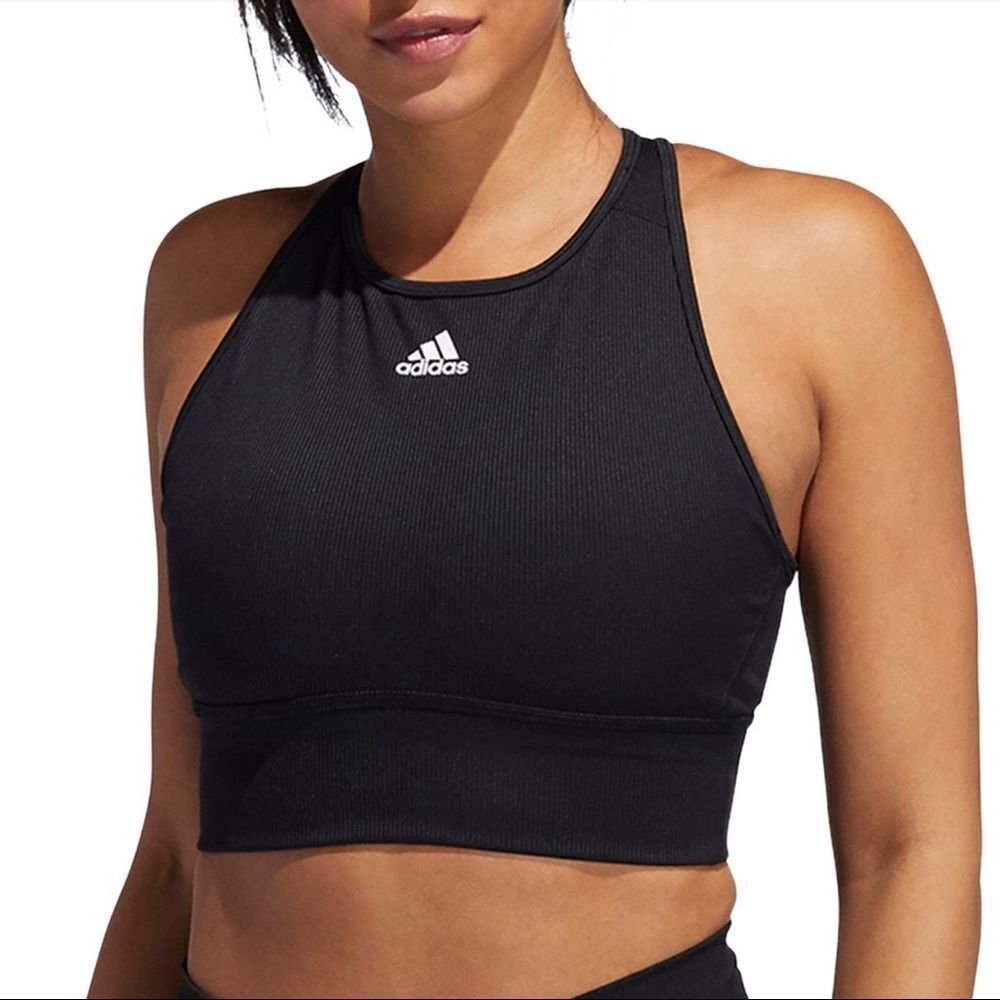 🆕 ADIDAS Ribbed Longline Sports Bra Black Size‎ Extra Small NWT